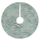 Aquamariner grüner Glitzer Zebra Print Polyester Weihnachtsbaumdecke (Vorderseite)