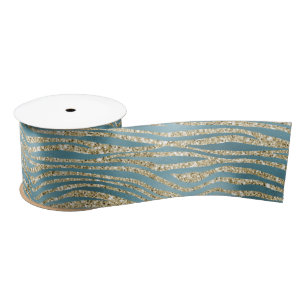 Aquamariner grüner Glitzer Zebra Print Satinband