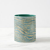 Aquamariner grüner Glitzer Zebra Print    Tasse (Zentrum)