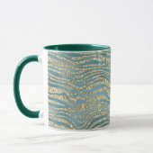 Aquamariner grüner Glitzer Zebra Print    Tasse (Links)