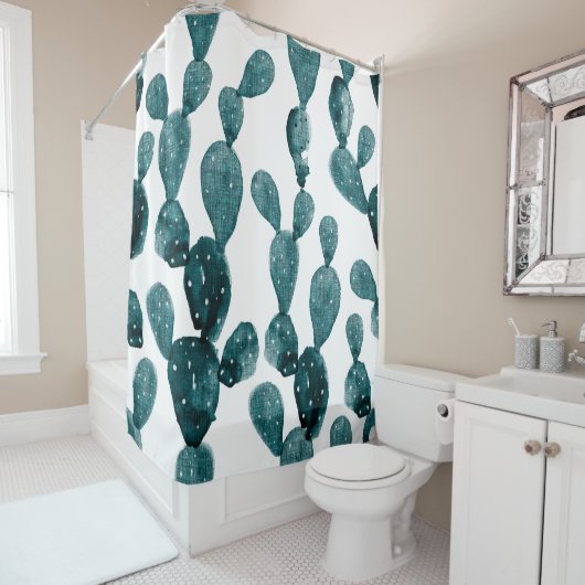 Aquamariner grüner Kaktus Duschvorhang (Beispiel)