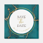 Aquamariner grüner Kintsugi Geode Wedding Save the Magnet (Vorne)