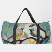Aquamariner grüner, moderner farbiger Vogel Duffle Bag (Vorderseite)