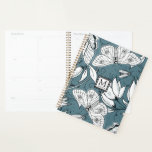 Aquamariner grüner Schmetterling Mit Monogramm Planer<br><div class="desc">Schöner Planer in aquamarinem Grün,  Schwarz und Weiß Schmetterling Blumendesign mit Ihrem mit Monogramm Namen und Initial.</div>