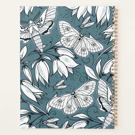 Aquamariner grüner Schmetterling Mit Monogramm Planer (Rückseite)