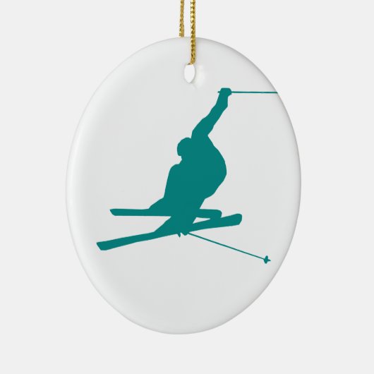 Aquamariner grüner SchneeSki Keramikornament (Rechts)