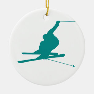 Aquamariner grüner SchneeSki Keramikornament