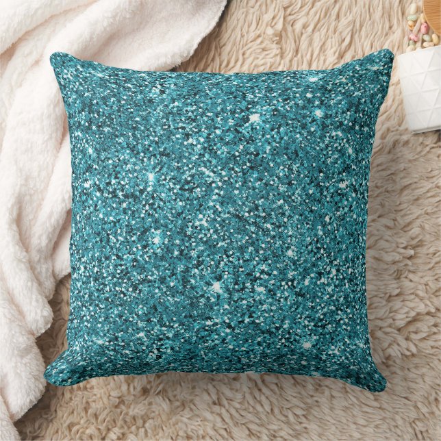 Aquamariner grüner Sparkle-Glitzer Kissen (Decke)