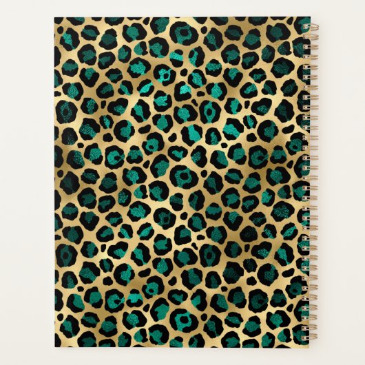 Aquamariner grüner und goldfarbener Leopard Pinsel Planer (Rückseite)