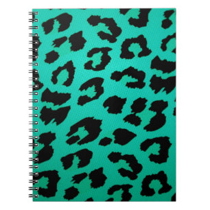 Aquamariner grüner und schwarzer Leopard-Druck Notizblock