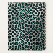 Aquamariner grüner und silberer Leopard Pinselstri Planer (Rückseite)