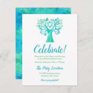Aquamariner grüner Watercolor-Baum des Einladung