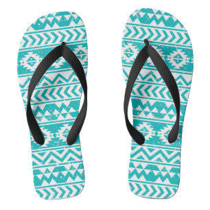 Aquamariner Grunge-aztekisches Stammes- Muster Badesandalen
