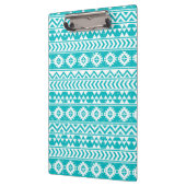 Aquamariner Grunge-aztekisches Stammes- Muster Klemmbrett (Links)