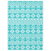 Aquamariner Grunge-aztekisches Stammes- Muster Klemmbrett (Rückseite)