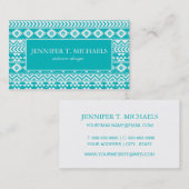 Aquamariner Grunge-aztekisches Stammes- Muster Visitenkarte (Vorne/Hinten)