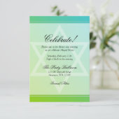 Aquamariner Grünstern von David Bat Mitzvah Empfan Einladung (Stehend Vorderseite)