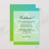 Aquamariner Grünstern von David Bat Mitzvah Empfan Einladung (Vorne/Hinten)