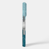 Aquamariner, gürtelgrüner Glitzer silber Monogramm Case-Mate iPhone Hülle (Rückseite / Rechts)