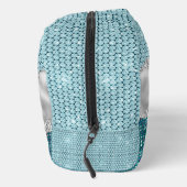 Aquamariner, gürtelgrüner Glitzer silber Monogramm Waschbeutel (Rechts)