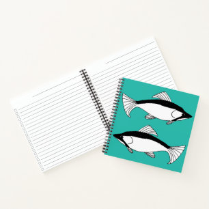 Aquamariner handgezeichnet Fischlachs Notizblock