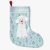 Aquamariner handgezogener maltesischer Hund ・ Kleiner Weihnachtsstrumpf (Vorderseite)