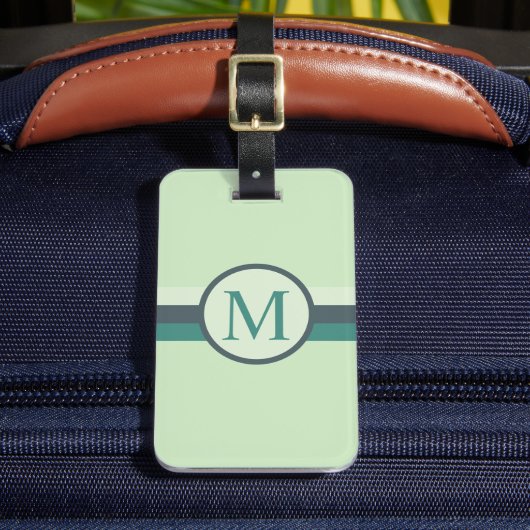 Aquamariner, heller, blauer Farbblock mit  hellwei Gepäckanhänger (Vorderseite Insitu 2)