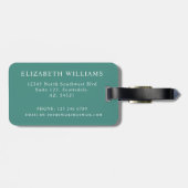 Aquamariner, heller, blauer Farbblock mit  hellwei Gepäckanhänger (Rückseite horizontal)