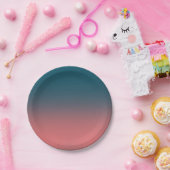 Aquamariner, heller Korallenrosa-Farbverlauf Pappteller (Party)