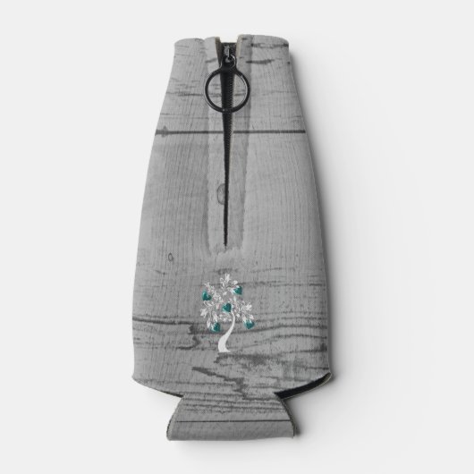 Aquamariner Herzbaum Personalisierte Flasche Coole Flaschenkühler (Rückseite)