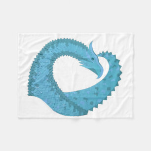Aquamariner Herzdrache Fleecedecke