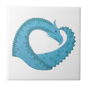 Aquamariner Herzdrache Fliese