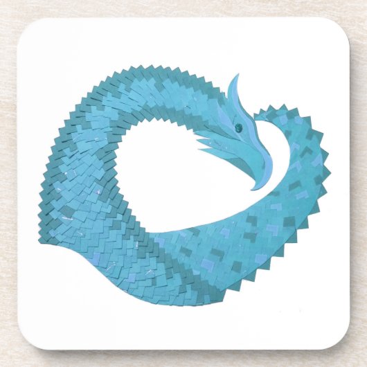 Aquamariner Herzdrache Getränkeuntersetzer (Vorderseite)