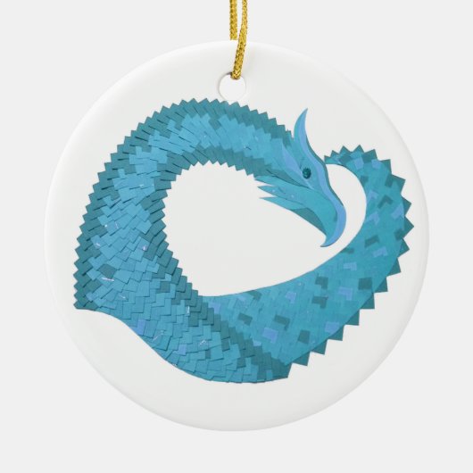 Aquamariner Herzdrache Keramik Ornament (Vorne)