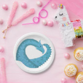 Aquamariner Herzdrache Pappteller (Party)
