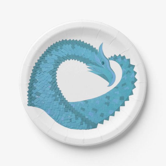 Aquamariner Herzdrache Pappteller (Vorderseite)