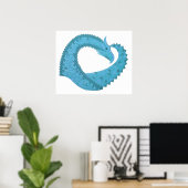Aquamariner Herzdrache Poster (Heimbüro)