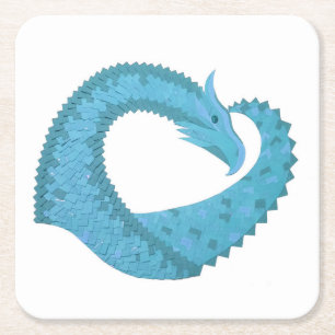 Aquamariner Herzdrache Rechteckiger Pappuntersetzer