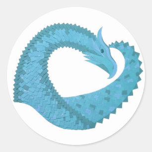 Aquamariner Herzdrache Runder Aufkleber