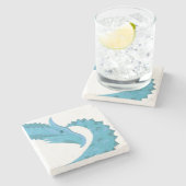 Aquamariner Herzdrache Steinuntersetzer (Seitenansicht)