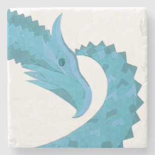 Aquamariner Herzdrache Steinuntersetzer