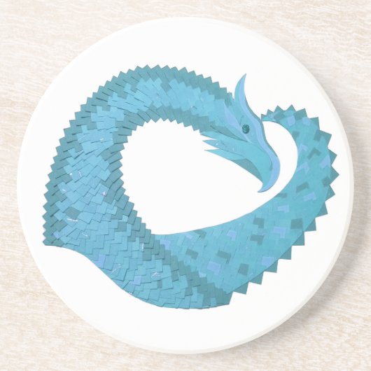 Aquamariner Herzdrache Untersetzer (Vorne)