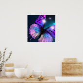 Aquamariner Hintergrund Lila Butterfly Poster (Küche)