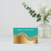 Aquamariner Hintergrund mit Gold und Glitzer Visitenkarte (Stehend Vorderseite)