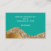 Aquamariner Hintergrund mit Gold und Glitzer Visitenkarte (Rückseite)