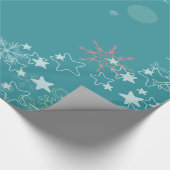 Aquamariner Hintergrund mit weißen Schneeflocken Geschenkpapier (Ecke)