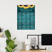 Aquamariner Hochzeitsplan für Sonnenblumen 16 Poster (Heimbüro)