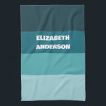 Aquamariner horizontaler Farbblock Geschirrtuch<br><div class="desc">Stilvolles Farbgebälk mit horizontalen Streifen in aquamarinen Farbtönen im minimalistischen Stil. Verfügbar,  um personalisiert zu sein!</div>