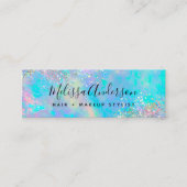 Aquamariner Iridescent Holographic Glitzer Mini Visitenkarte (Vorderseite)
