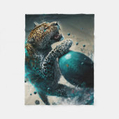 Aquamariner Jaguar und Fußball Fleecedecke (Vorderseite)
